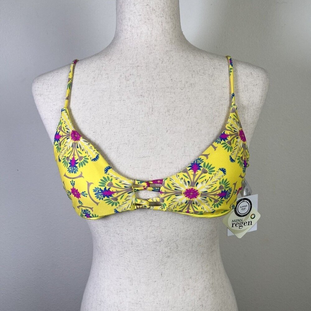 O'Neill‎ Bikini Swim Top NWT Size Small Yellow Floral Beach Summer Adjustable